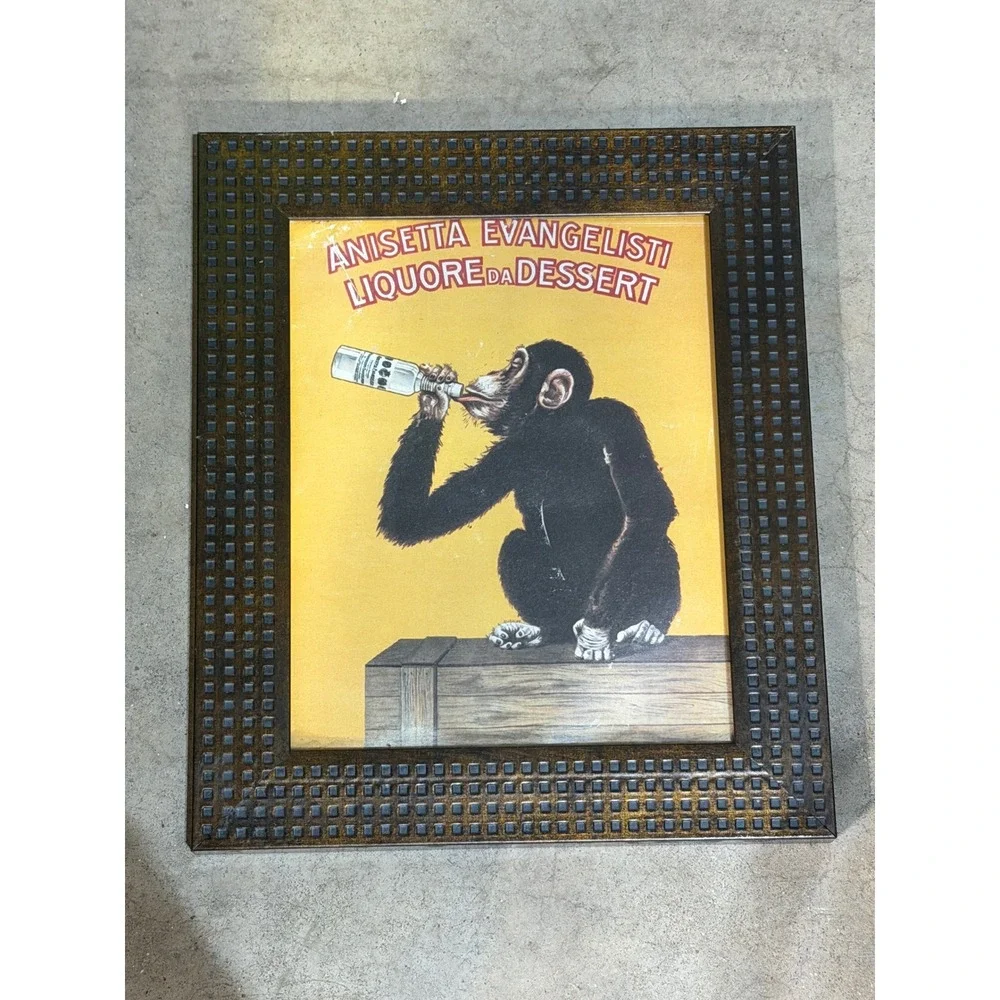 Set of 2 Vintage Alcohol Ad Prints Framed 11x13 Maurin Quina Anisetta